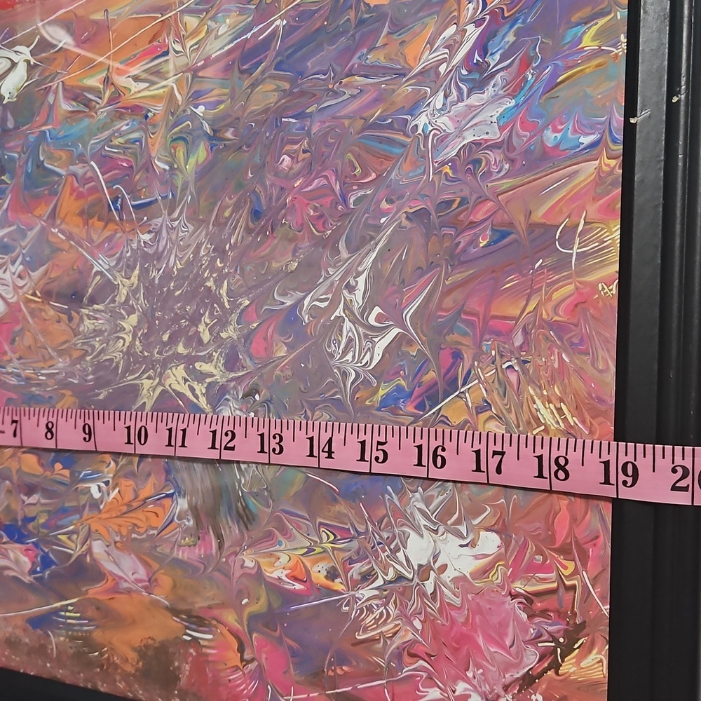 Hand Crafted Original Acrylic Pour Painting  The First One Upcycled Framed 16x20 - Picture 11 of 17